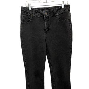 Petite Riders by Lee Size 14P Women's Black Straight Leg Mid-Weight Mid-Rise Zip